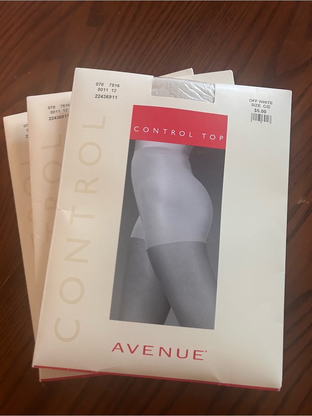 Vintage Control Top Avenue Pantyhose 3 pair! Hosiery ..offwhite-size C/D